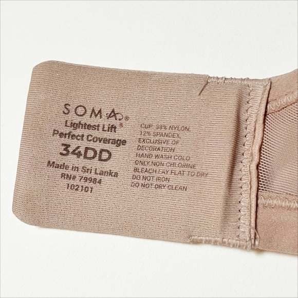 Soma Lightest Lift Perfect Coverage Bra 34DD 34E nude blush underwire neutral - Picture 6 of 7